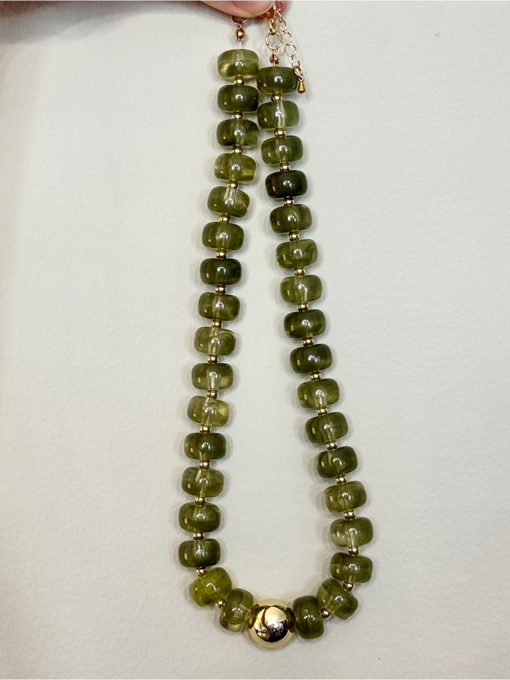 Olive Green Chunky Beaded Statement Necklace